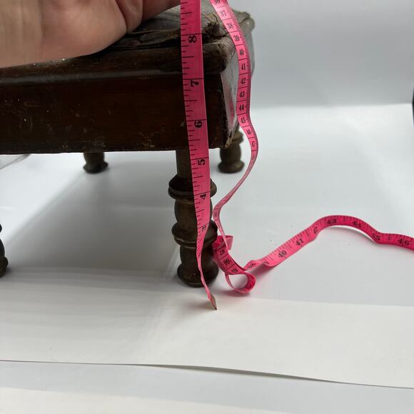 Vintage Primitive MCM Leather Craftsman Style Foot Stool Seat DISTRESSED - Picture 13 of 15